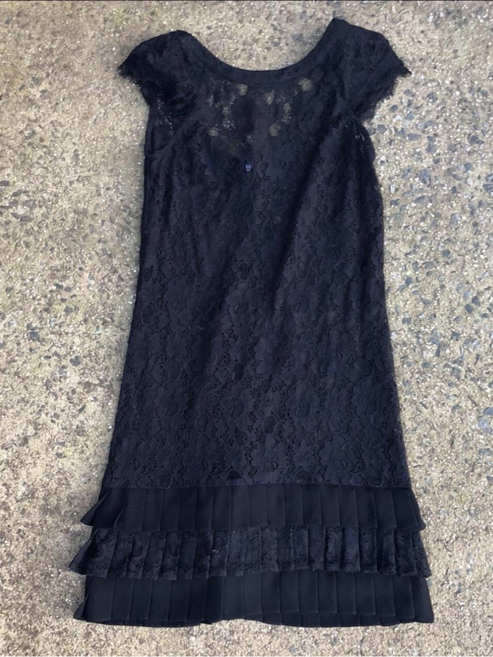 black gothic lace ruffle mini dress cap sleeve classy layering sheer